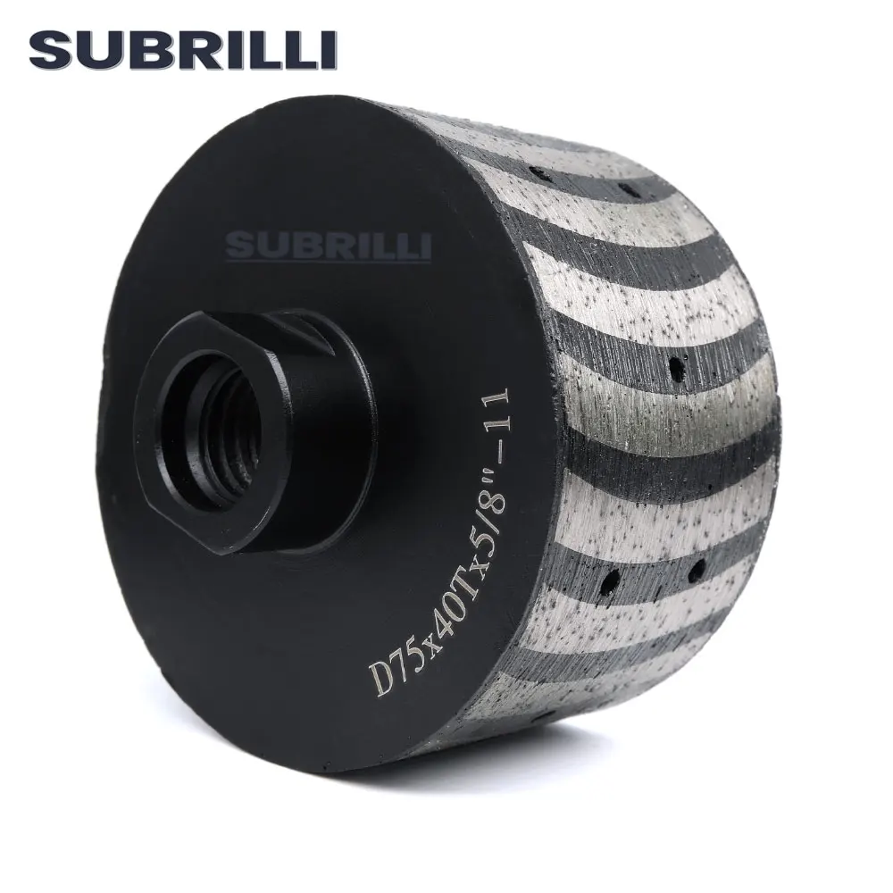 SUBRILLI 3inch Zero Tolerance Wheel Resin Filled Diamond Drum Wheel M14 5/8-11 Thread Diamond Grinding Tool For Granite Marble