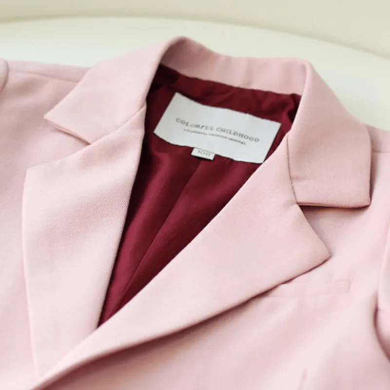 2019 г. Осенне-зимний Винтажный Розовый костюм куртка для От 1 до 7 лет детская