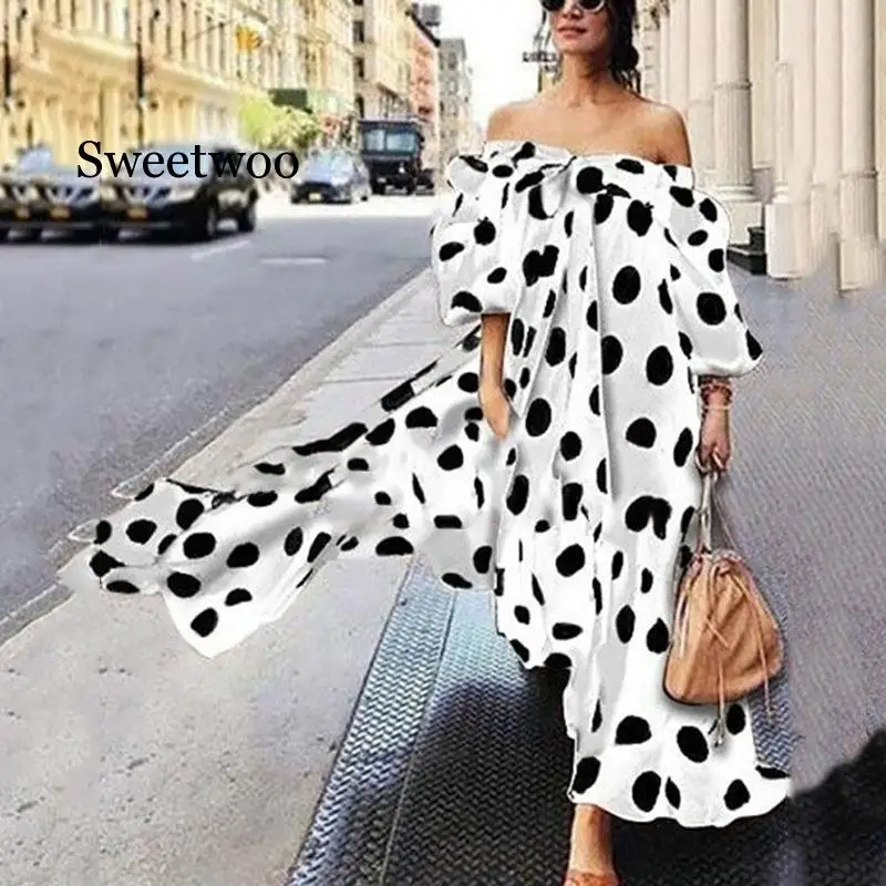 Женское длинное платье-макси в богемном стиле 3XL 4XL 5XL с открытыми плечами