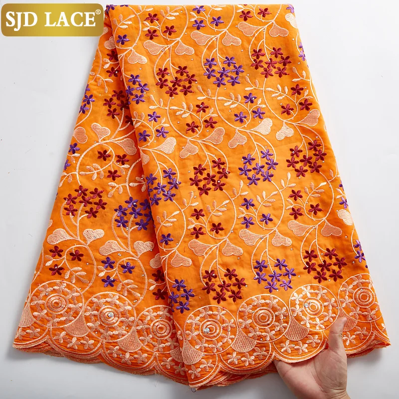 SJD LACE African Dry Lace Fabric Black Embroidery Swiss Voile In Switzerland Garments Material For Wedding Dress Sew A2384 | Дом и сад