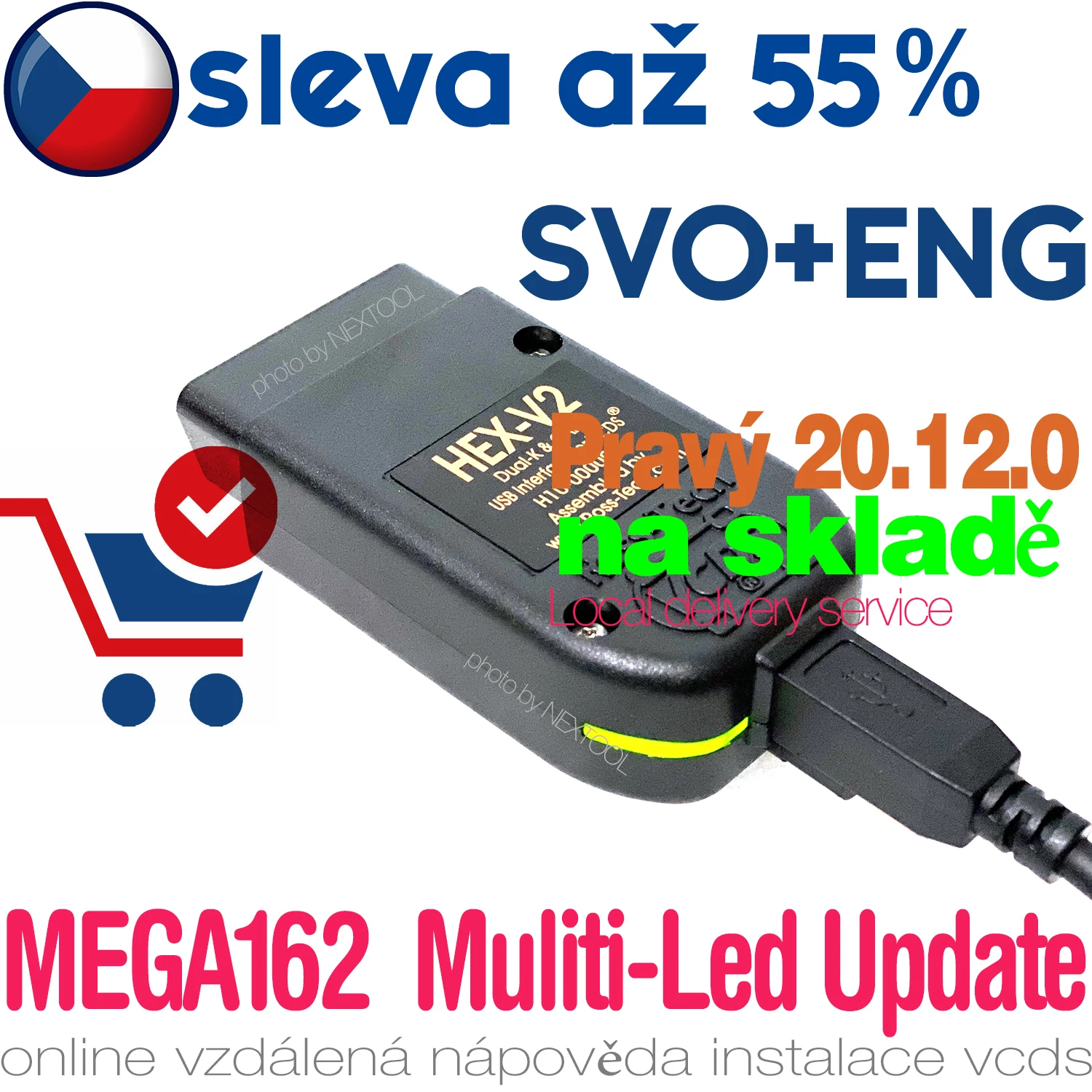 VAGCOM 20.12 Diagnostický propojovací kabel HEX-V2 komunikační linku K1/K2 CAN číst použití VCIcoding Scan programu systémy ABS |