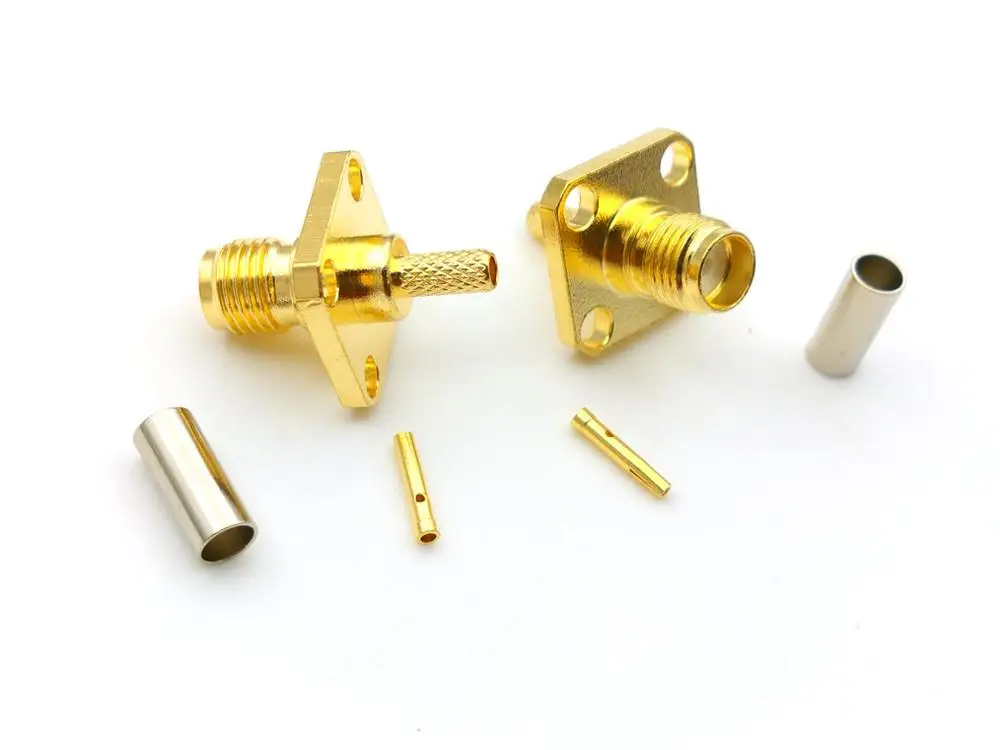 100 шт. RF коаксиальный разъем SMA для монтажа на панели 4 отверстия кабеля RG316 RG174 |