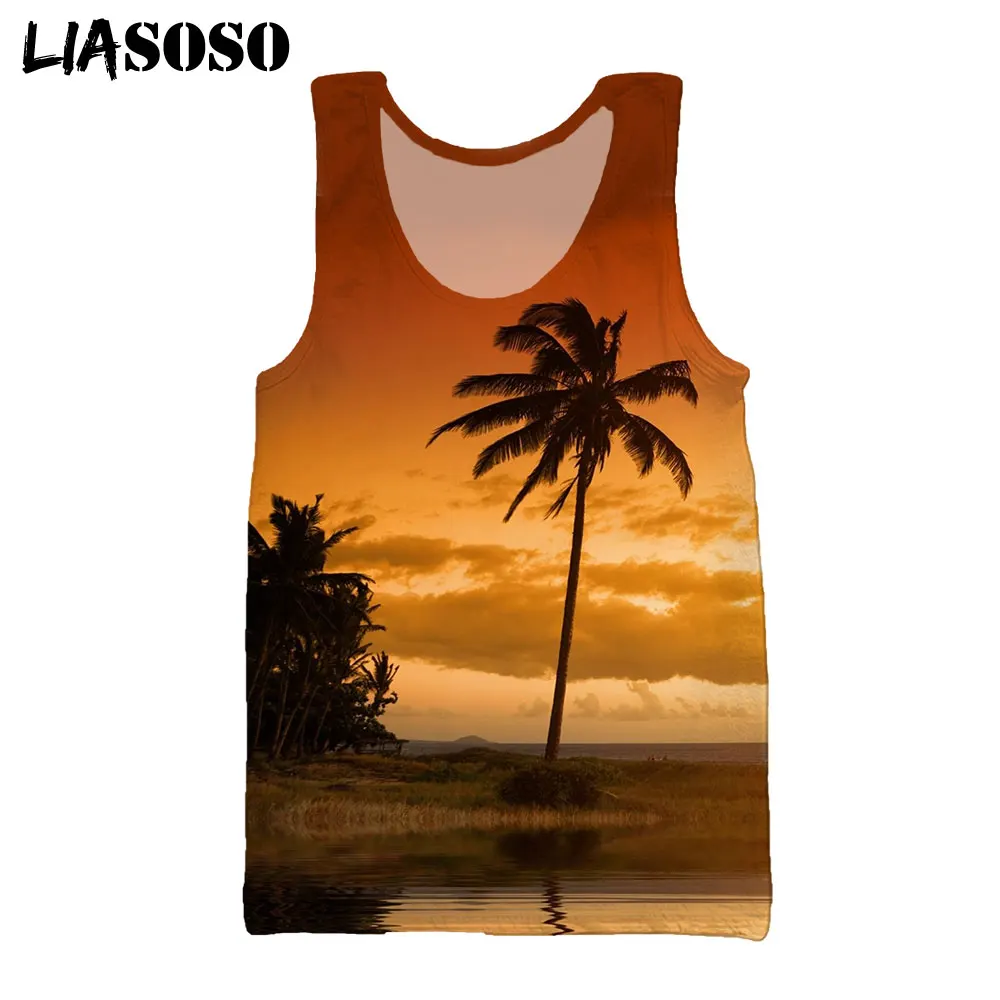 

LIASOSO 3D Print Plant Palm Tree Harajuku Vest Men Women Casual Sleeveless Shirts Fitness Streetwear Drop Dhipping Oversize Tops