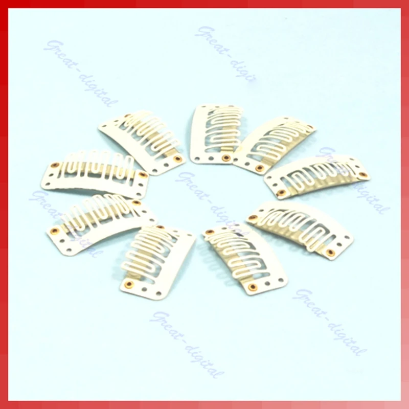 

10X U Blonde Shape Snap Clip For Hair Extension/wig/weft Clip32mm 50JF