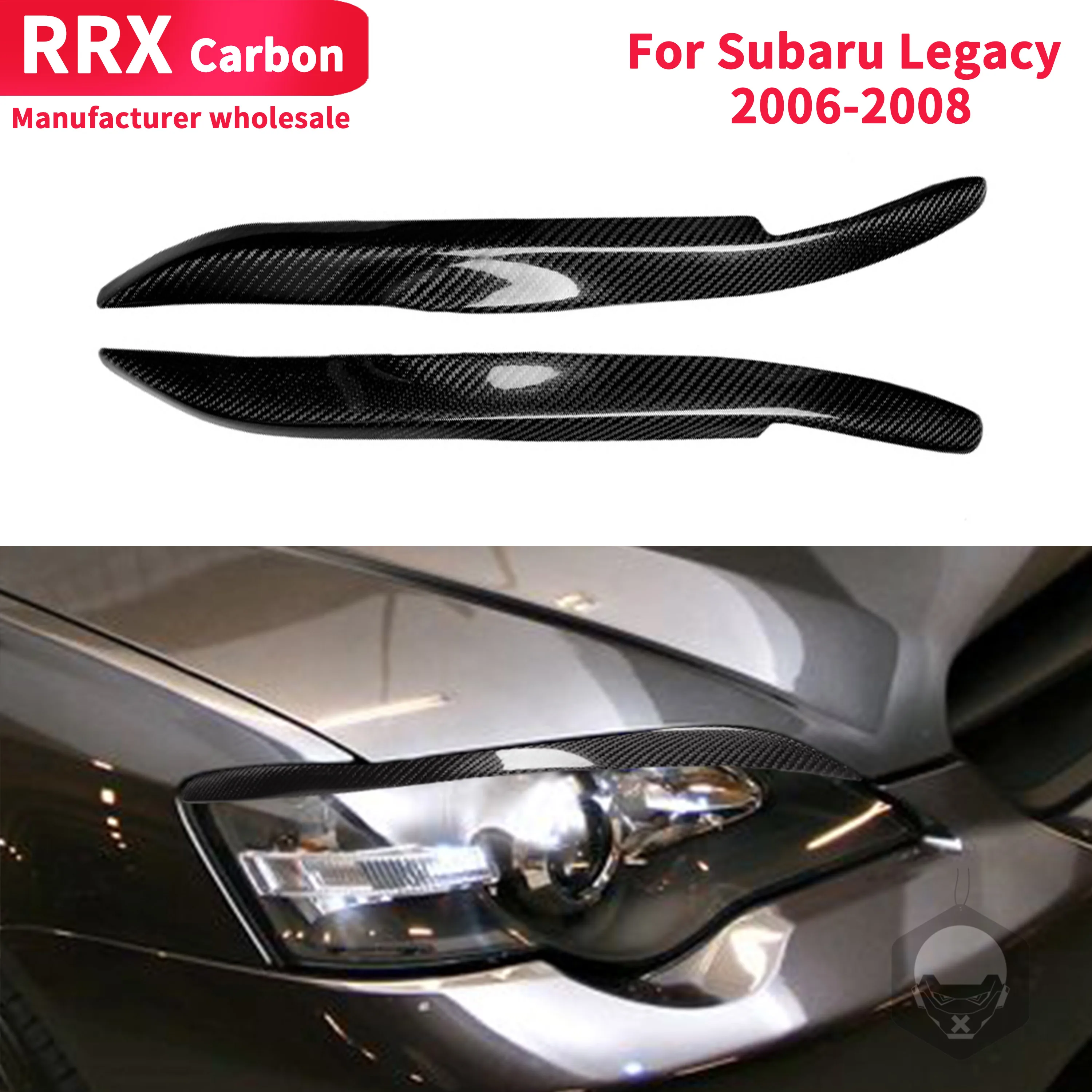 

For Subaru Legacy 2006-2008 1Pair Headlights Eyebrow Eyelids Trim Cover Stickers Real Carbon Fiber Paste Style Car Styling Black