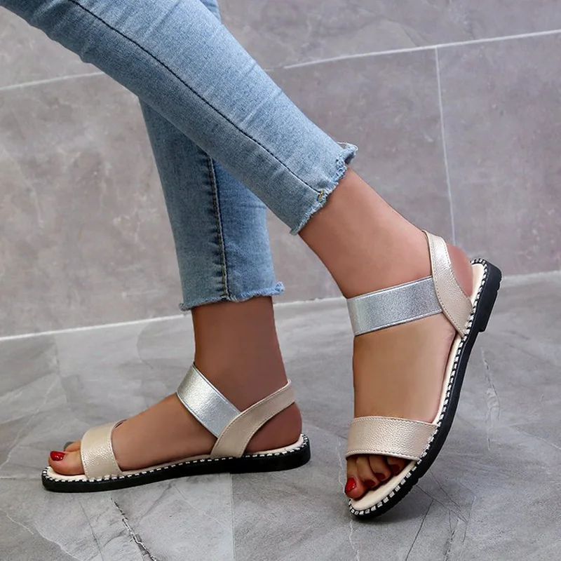 Женские летние босоножки нескользящие на ремешком сзади Женская обувь заклепках
