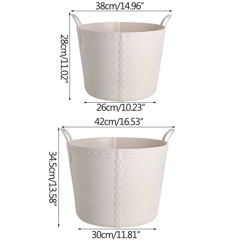 

Dirty Clothes Basket Plastic Household Debris Waterproof Storage Basket Nordic Style Portable Large Round Laundry Basket