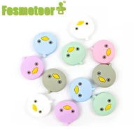 fosmeteor 5pc duck shaped baby silicone beads teether baby cartoon teething for diy baby necklace pendant bracelet accessories