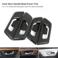 4pcs inner door handle bowl cover trim carbon abs fiber for 17 21 honda crv decorative cover car interior decoration accessories