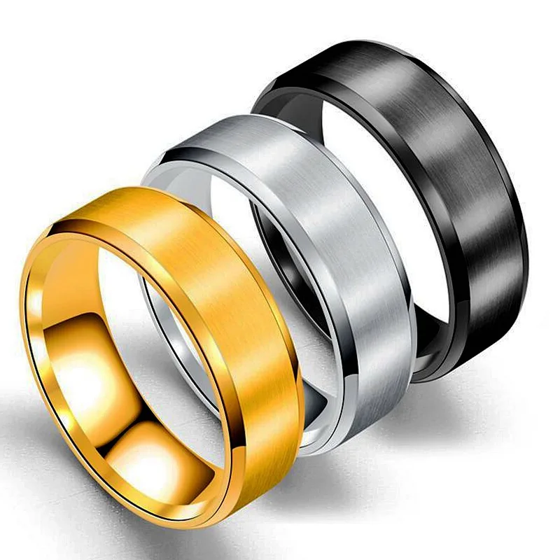 

Men Woman 8MM Stainless Steel Ring Plating Silver Color Yellow Gold Color Brushed Ring Retro Fashion Jewelry US 6-13 Size