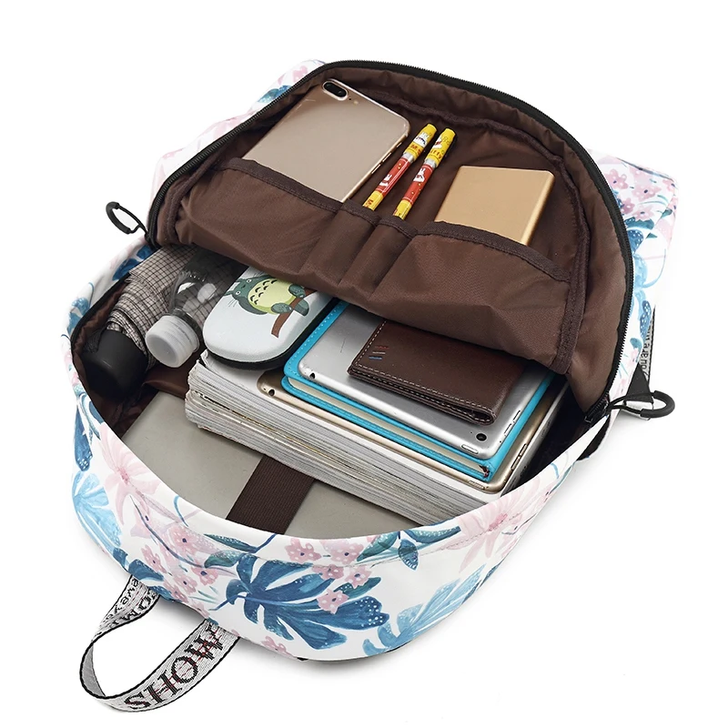 Women Backpacks Floral Print Canvas Backpack School Bag for Girls Rucksack Female Travel | Багаж и сумки