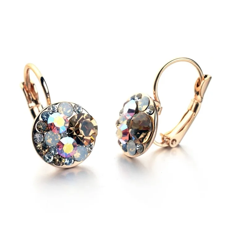 

Women's Fashion Diamond Set Ear Stud Rose Gold Crystal Earrings Temperament Personality Super Flash