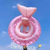 mermaid baby float inflatable swim ring children waist pool toy swimming ring with sunshade floating seat summer beach party