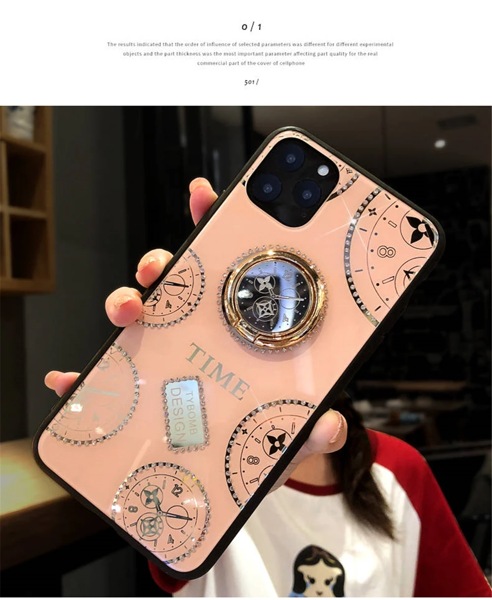 Подходит для Apple 11 xr XS MAX мобильный телефон корпус кольцо с циферблатом кронштейн для Phone11Pro Max net красный женский Алмазный защитный чехол