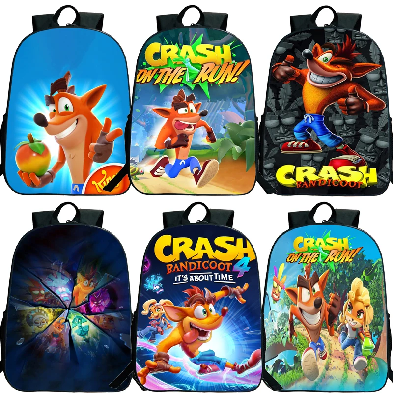 Mochila Crash Bandicoot On the Run para estudiantes, nuevo patrón, mochilas escolares para niños, niñas, adolescentes, bolsas de viaje para hombres y mujeres