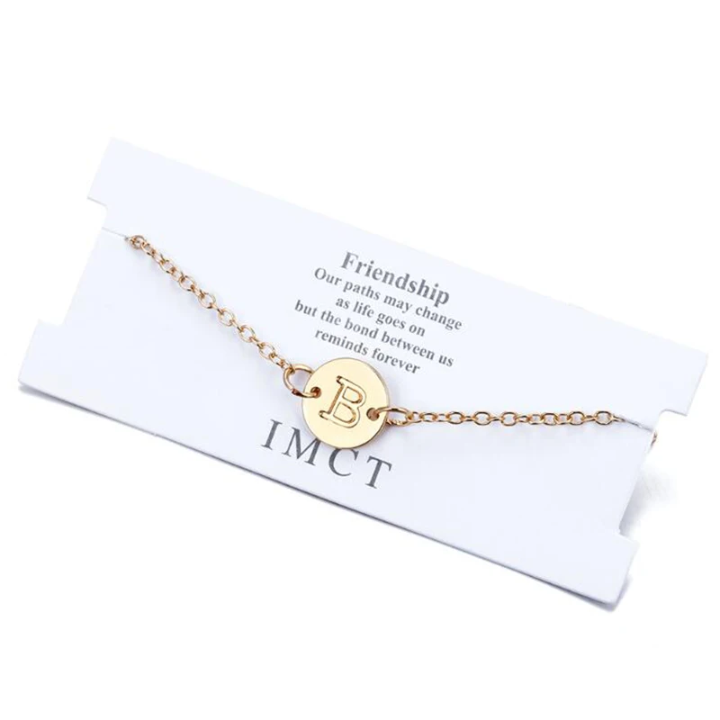 Золотой A-Z 26 начальный браслет с буквенным принтом для женщин и мужчин