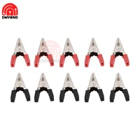 10pcsset insulated crocodile clips plastic handle cable lead testing alligator clamps 52mm black and red