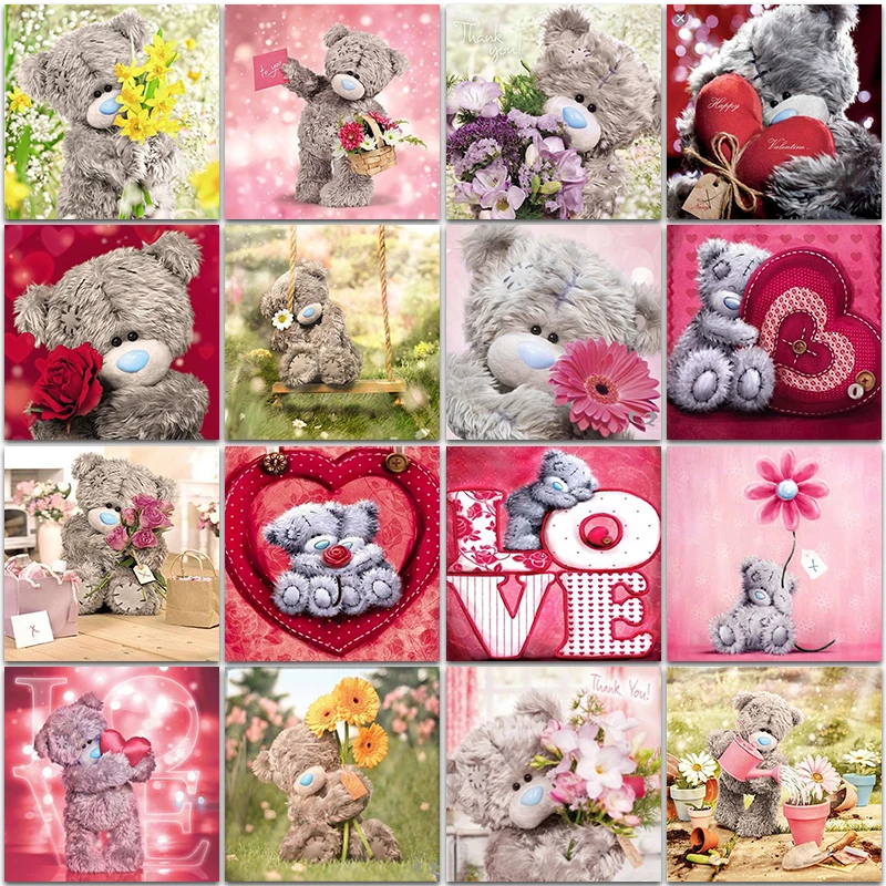 Набор для алмазной живописи 5D картина из мультфильмов мишка тедди цветок кукла