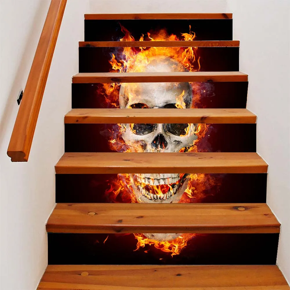 Хэллоуин огненные пещеры Таро Стикеры для лестницы украшения дома забавные DIY