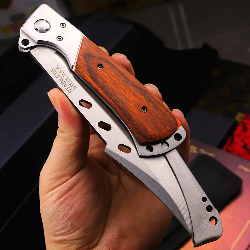 Цветной складной нож PEGASI с деревянной ручкой, охотничий складной нож в джунглях, американский тактический складной нож, нож для тела
