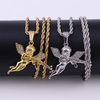2020 trend hip hop necklaces for women iced out necklace mens jewelry angel zircon pendant snake chain charm accessories