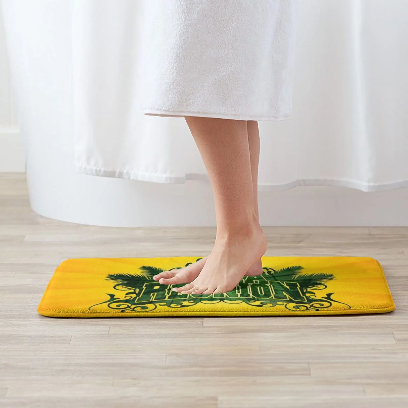 Коврик Reunion Island с зеленой ладонью мягкий нескользящий коврик 974