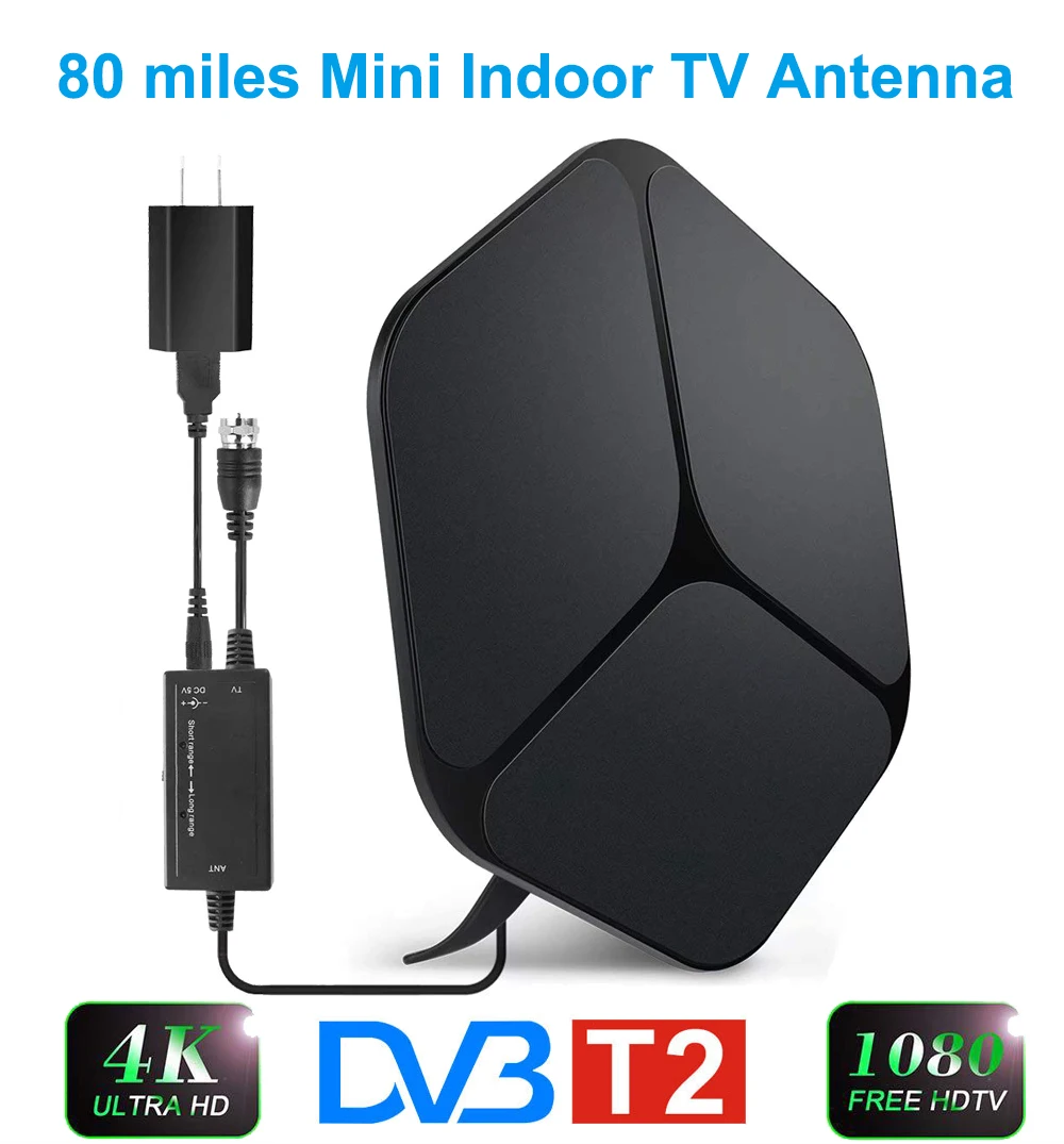 DVB-T2 комнатная тв антенна для цифрового тв hdtv dvb t2 антена для телевизора 4K 1080P DTV t2 цивровое тв антенна с участием усилитель сигнала 80 миль cellular signal booster