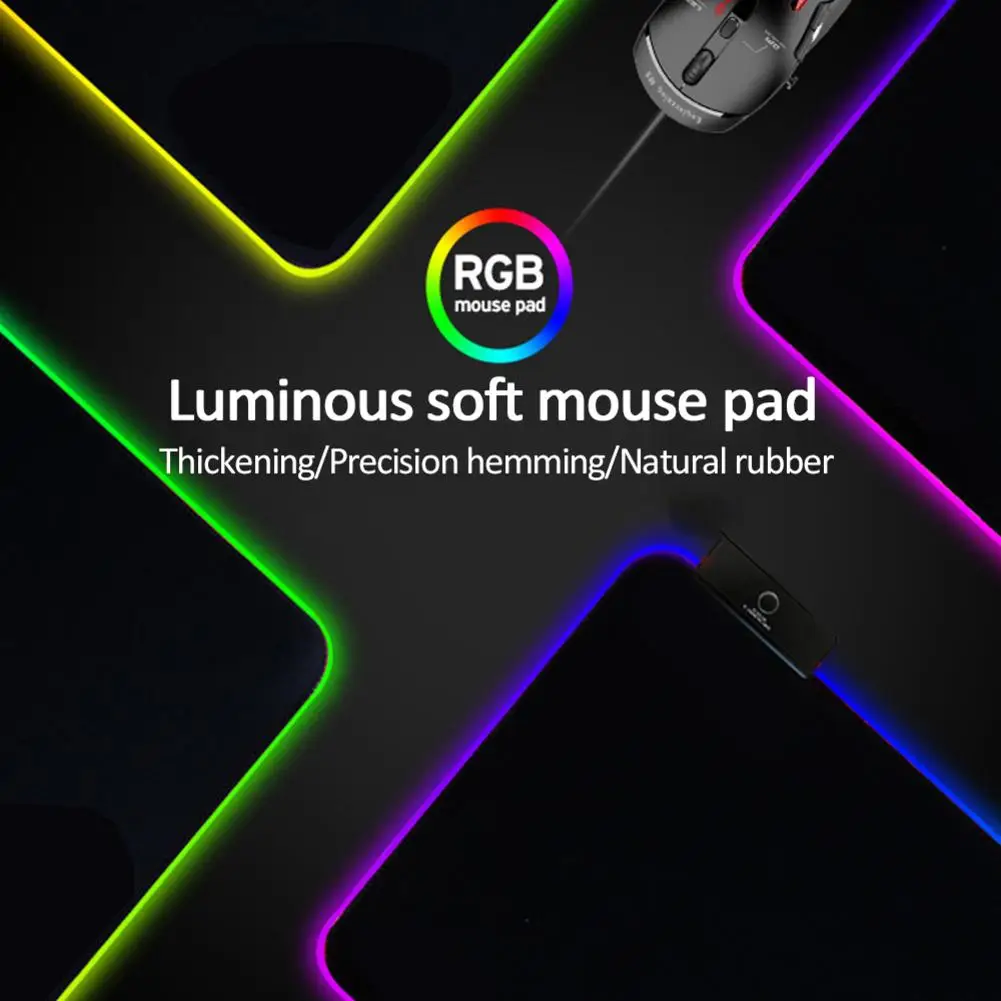 

RGB Gaming Mouse Pad Luminous Mouse Pad Anti-Slip Desktop USB Plug Game Mat Computer Accessory With Wireless Fast Charger