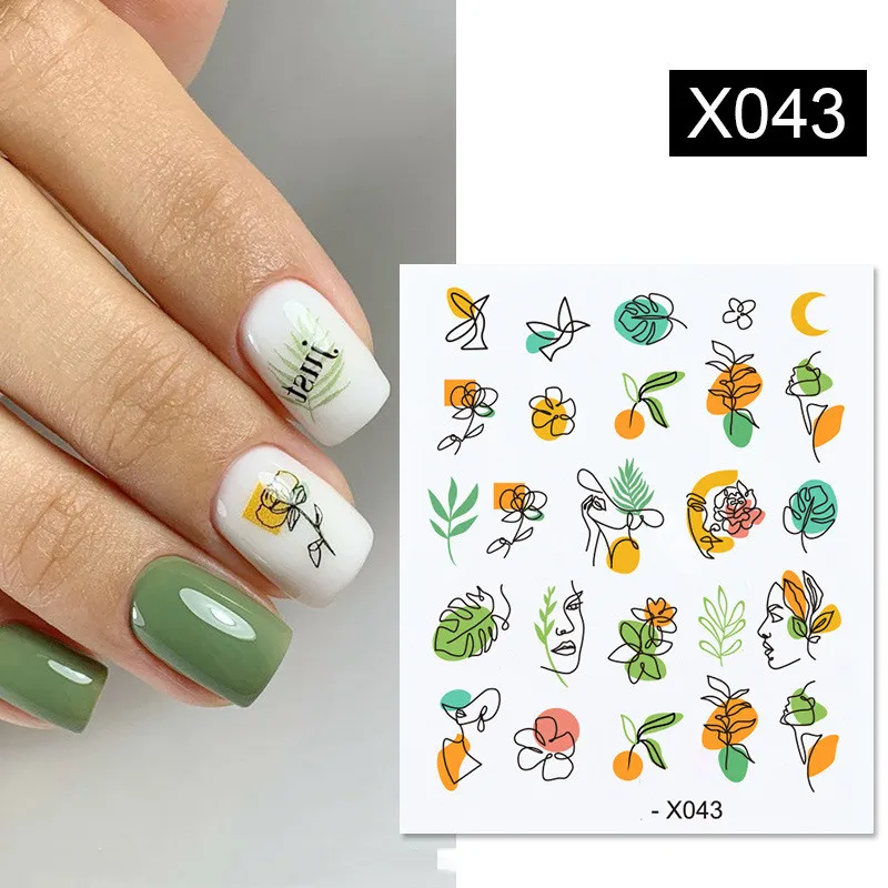 

Spring Simple Sticker Flower Leaf Tree DIY Manicure Art Watermark Nail Sticker
