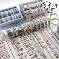 12 pcsbox rainbow twist masking washi tape cute rabbit girl decorative adhesive tape set decora diy scrapbooking sticker label