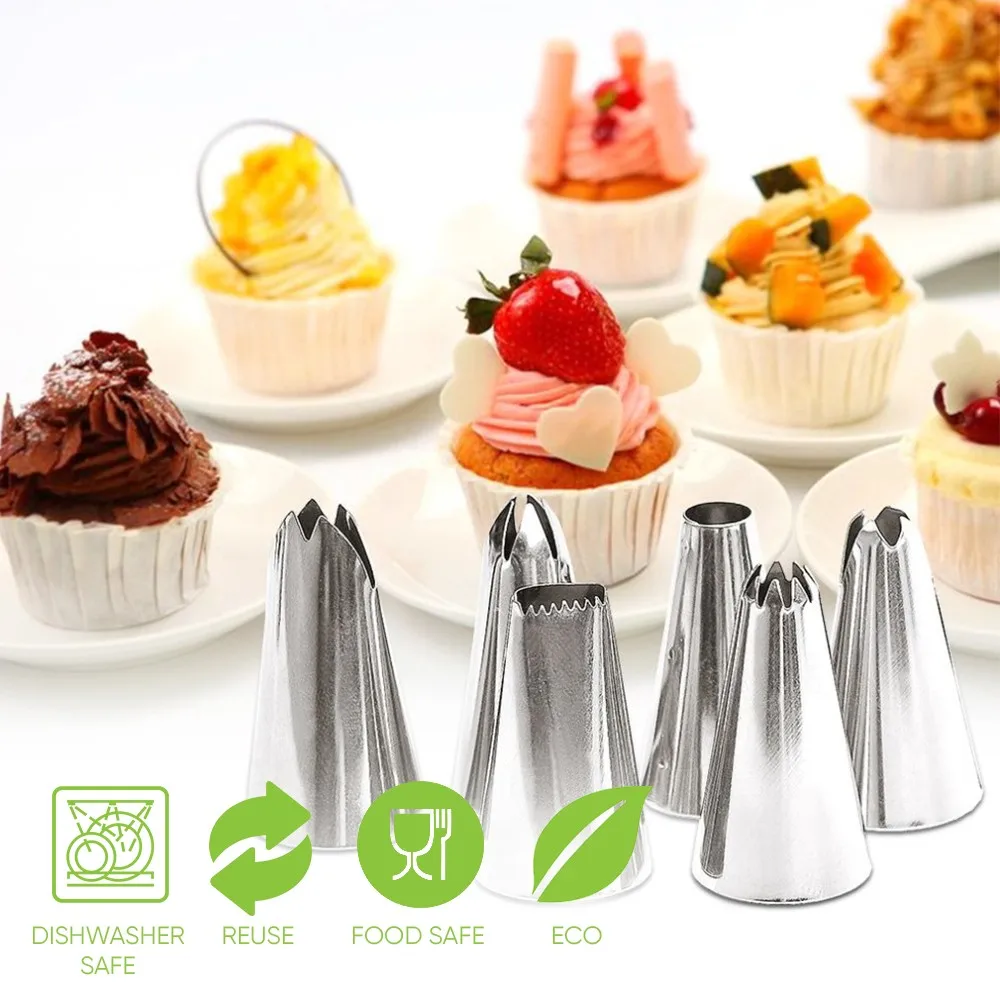 

26 Pcs / Set Silicone Pastry Bag Tips Kitchen DIY Icing Piping Cream Reusable Pastry Bags + 24 Nozzle Set Cake Decorating Tools