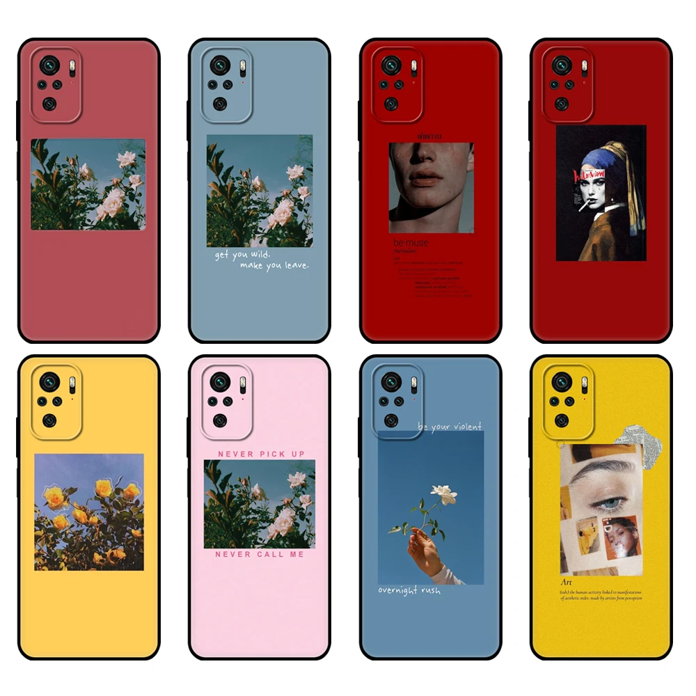 

Black tpu Case For Xiaomi Redmi 9T Case Redmi Note 9T Note 10 5G 4G Pro 10S Case Great art prints flowers