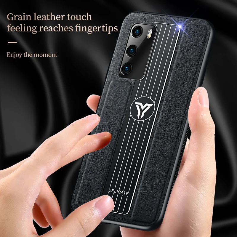 

Phone Case For HUAWEI P30 P40 Pro Fashion metal Luxury Leather Funda Nova 4E 5i 6 7 SE honor 30 lite Cover Cases