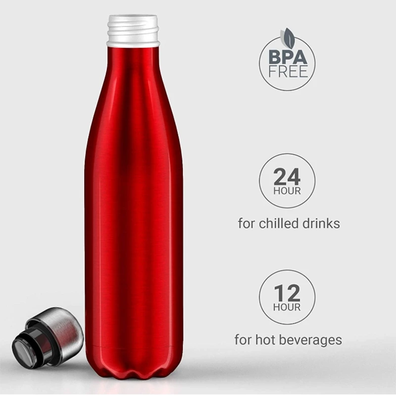 Бутылки для воды с двойной стенкой из нержавеющей стали вакуумной изоляцией 500 мл