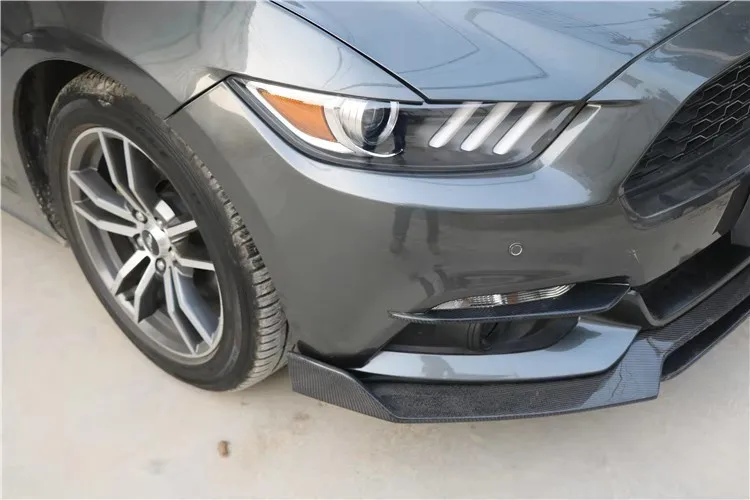 Для Ford Mustang Настоящее углеродное волокно для автомобильного переднего бампера разветвители боковой дефлектор фартуки