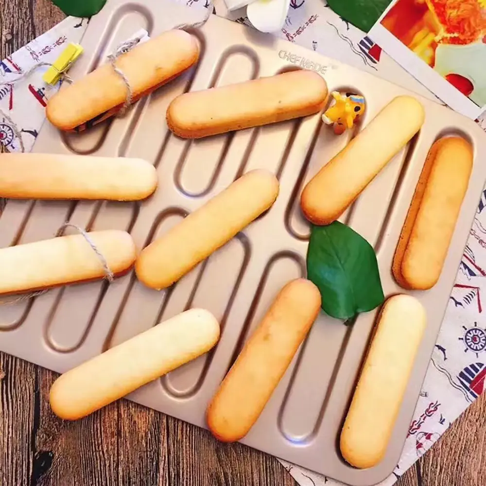 Mylifeюнит 14 полость форма для хлеба пирога антипригарное Eclair Pan углеродистая сталь молния слоеного лотка длинные полосы печенье в виде пальцев плесень