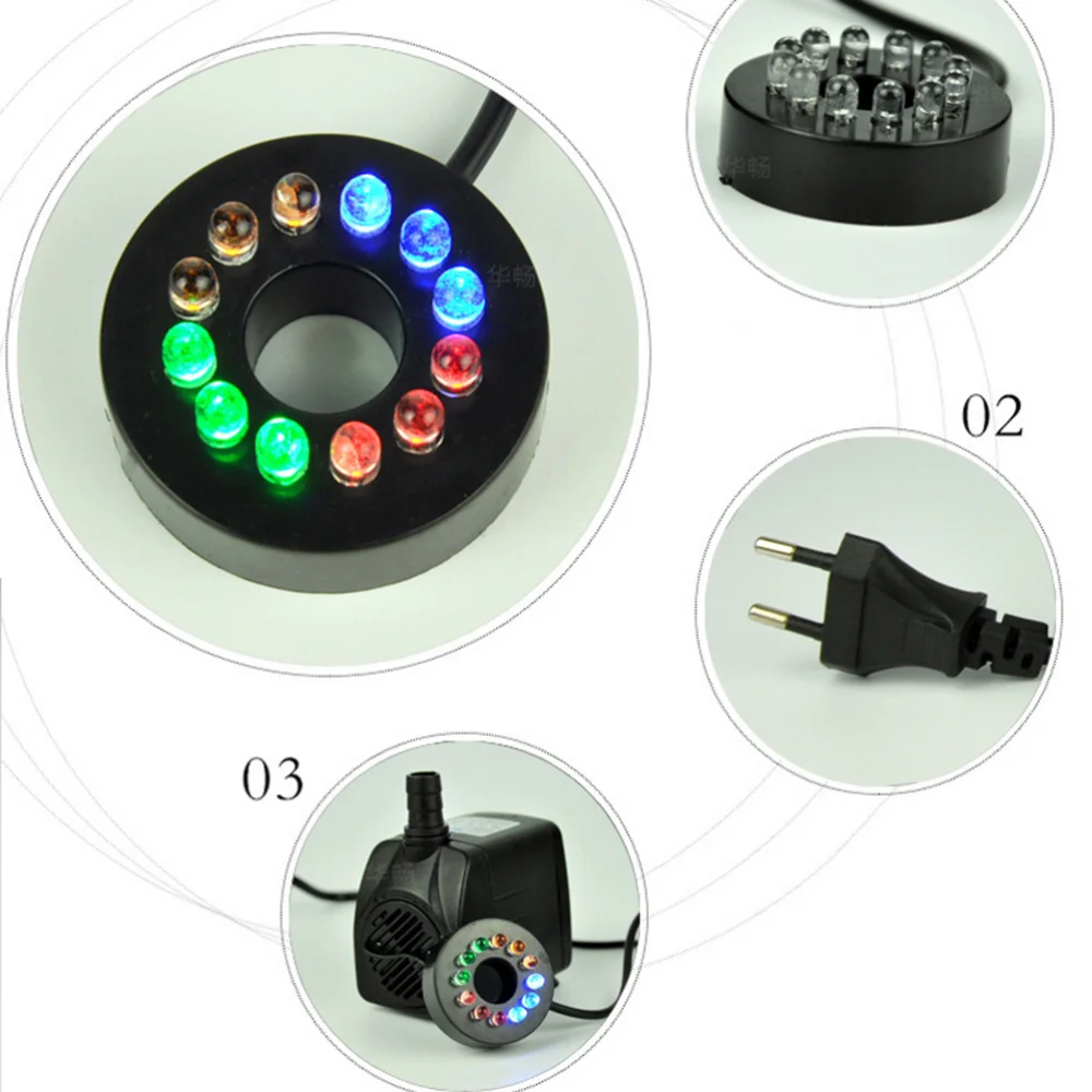 

10W Powerful Submersible Water Pump with LED Light Adjustable Water Flow for Fountains Ponds Aquarium Fish Tank Statuary with