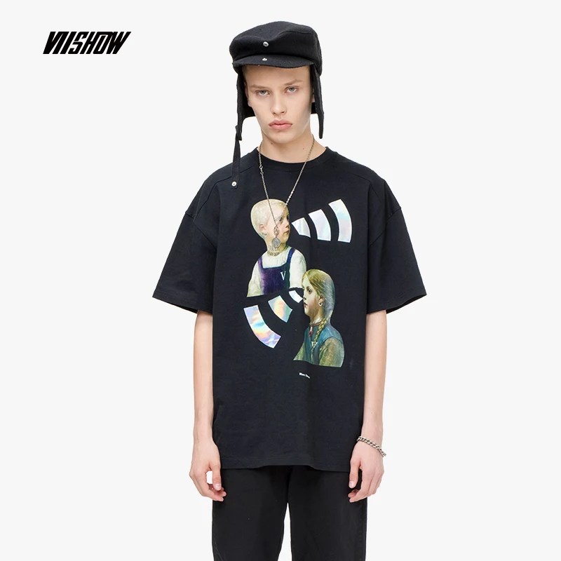 VIISHOW 2019 Новая модная черная Мужская футболка с рисунком персонажа круглым
