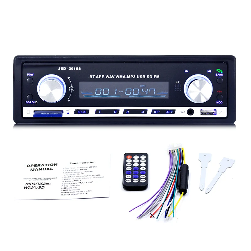 JSD 20158 аудио автомобиля SD USB MP3 MMC WMA авто стерео 1 Din автомобильное радио 12v Bluetooth V2.0 Aux