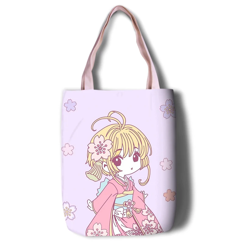 Холщовая Сумка тоут Cardcaptor Sakura модная Женская Студенческая сумка сумки для