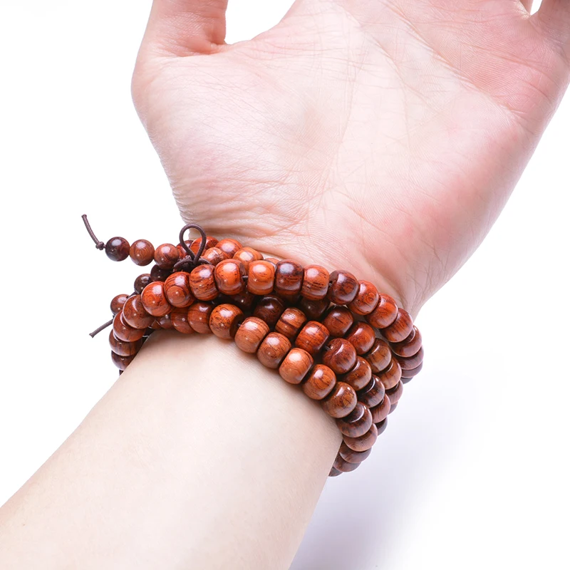 Натуральный палисандр древесины 108 бусины Браслет Античная Йога буддизма Мала
