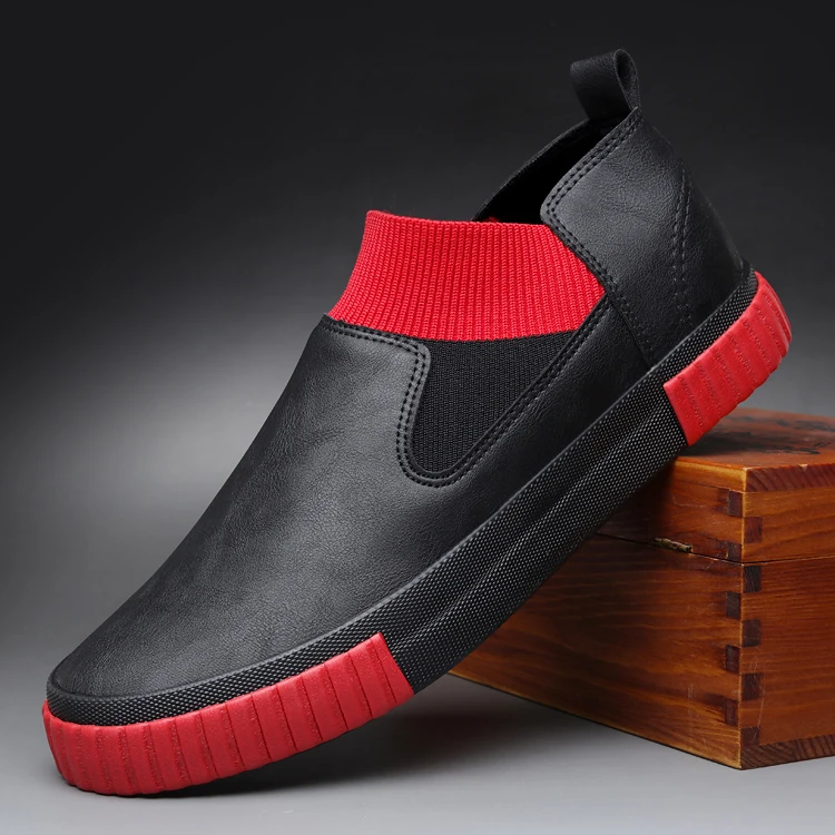 Мужские повседневные кожаные туфли черные дышащие Дизайнерские кроссовки