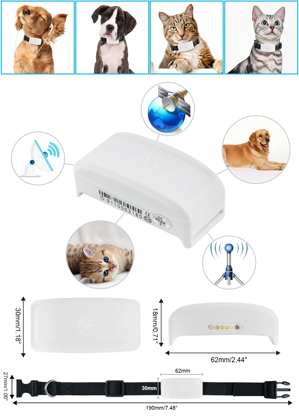 Мини TKSTAR TK911 Wi Fi для домашних животных кошек собак GPS трекер локатор