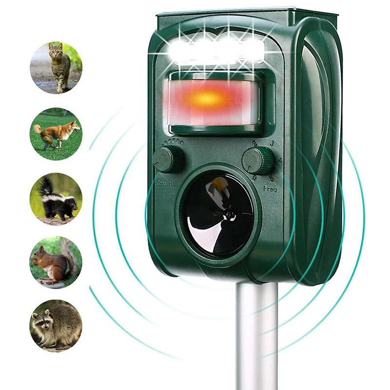 

Solar Powered Outdoor Animal Repeller Motion Sensor Garden Flash Light Dog Cat Raccoon Rabbit Animal Dispeller Keep Animals Away