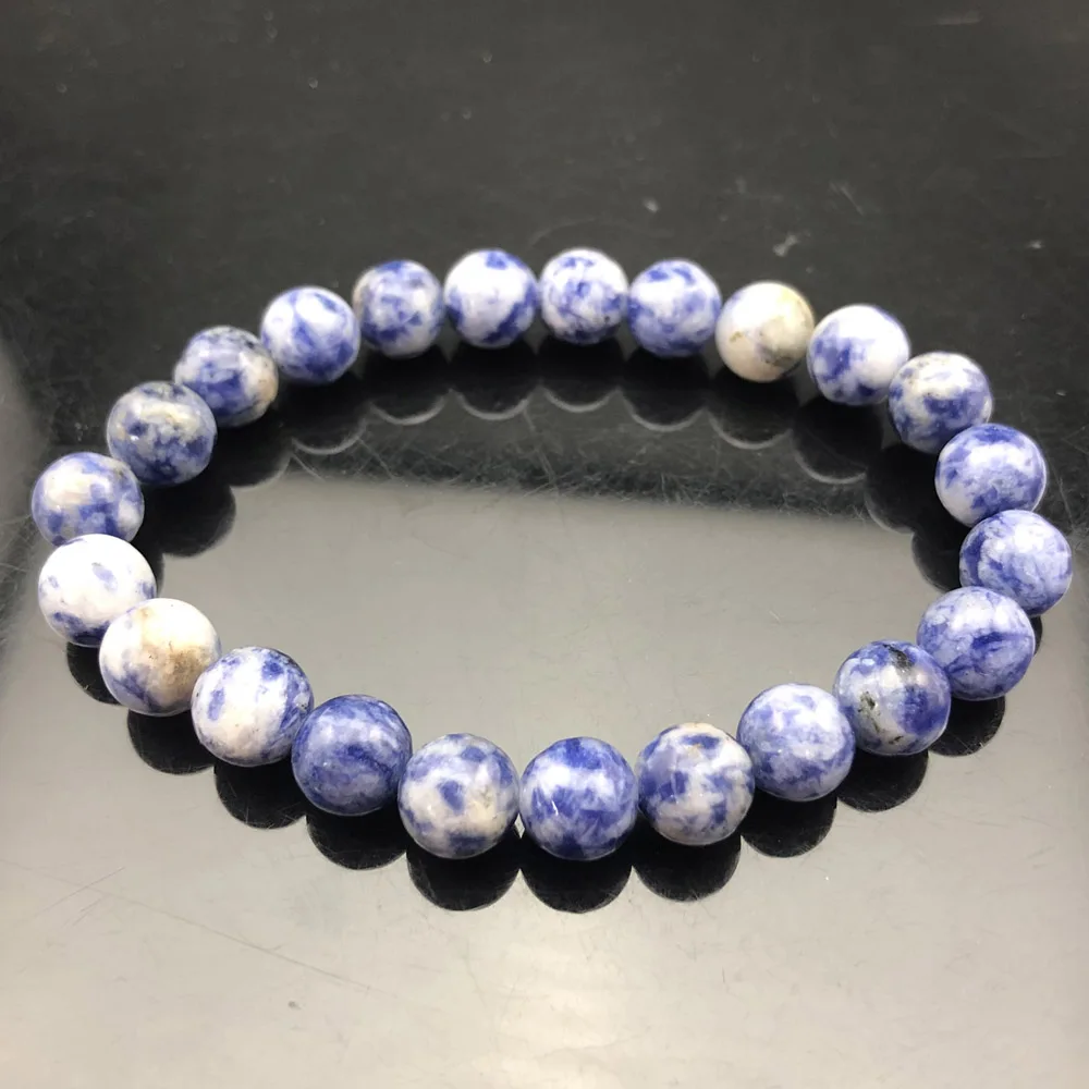 Speckle stone Натуральная чакра из бисера рок браслет для мужчин 8 мм натуральный камень Лава тигровый глаз матовый черный оникс бусины из лечебных камней очарование Йога женские ювелирные изделия - Окраска металла: Speckle stone