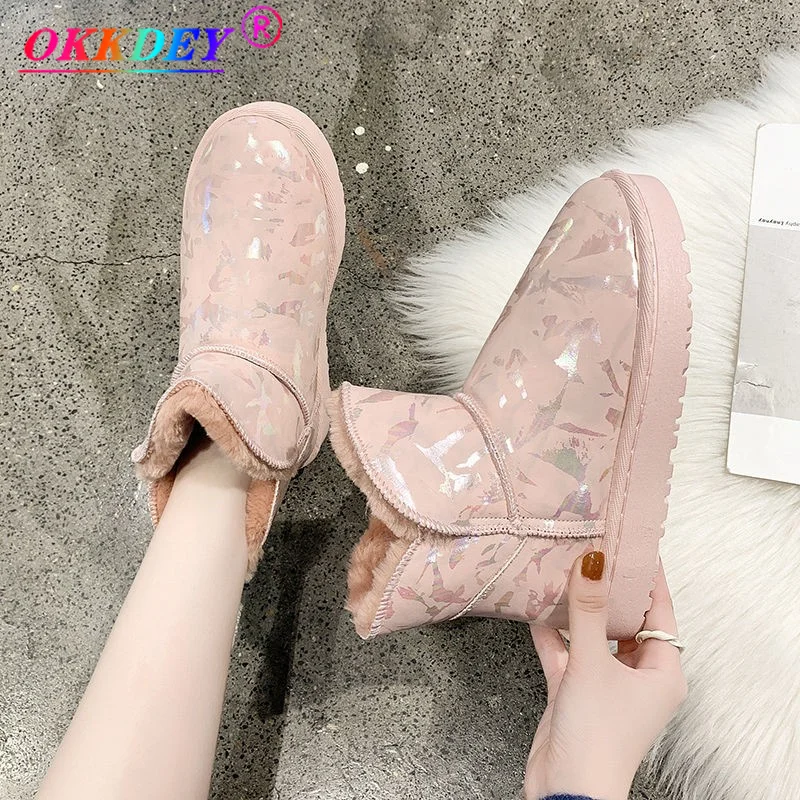 

Luxury Designer Australian Outdoor Style Unisex Snow Boots Waterproof Winter Leather Boots Round Toe Short Tube Botas De Mujer