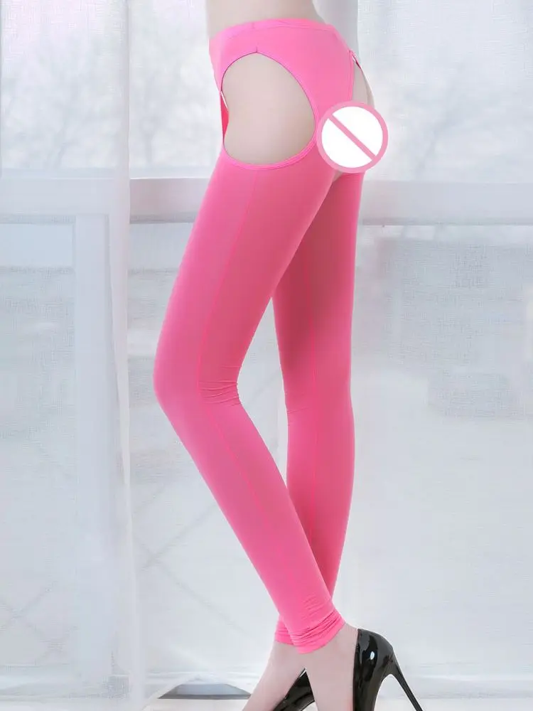 Сексуальные женские прозрачные Джеггинсы конфетного цвета из ледяного шелка с