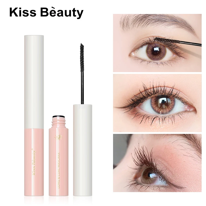 

Ультратонкая тушь для ресниц Kiss Beauty, длинная подводка для глаз, водостойкая и не размазывающаяся, натуральная, густая, завивающая, тонкая ту...