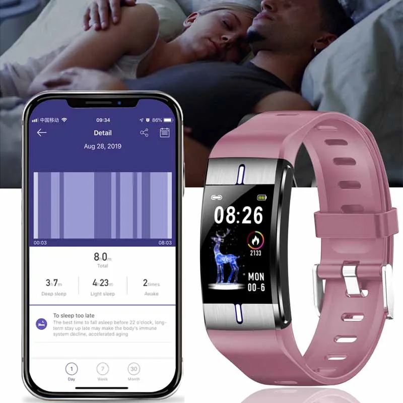 Мужские часы умный браслет с монитором сердечного ритма ЭКГ + PPG измеритель