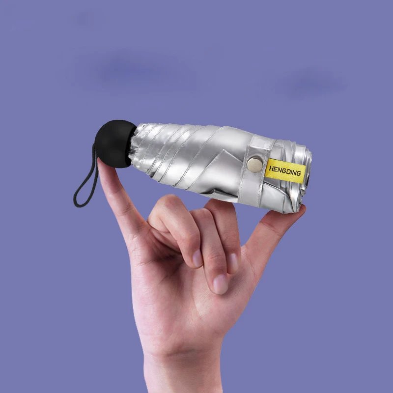 Женский мини зонтик Lydia серебристый от солнца из титана с защитой ультрафиолета и